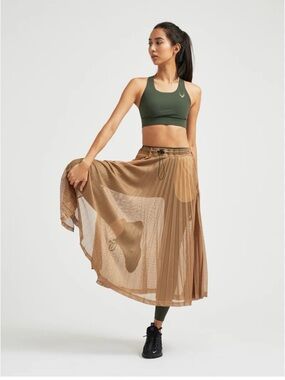 Lucas Hugh Pivot Dune Sheer Pleated Midi Drawstring Mesh Skirt EUC XS
